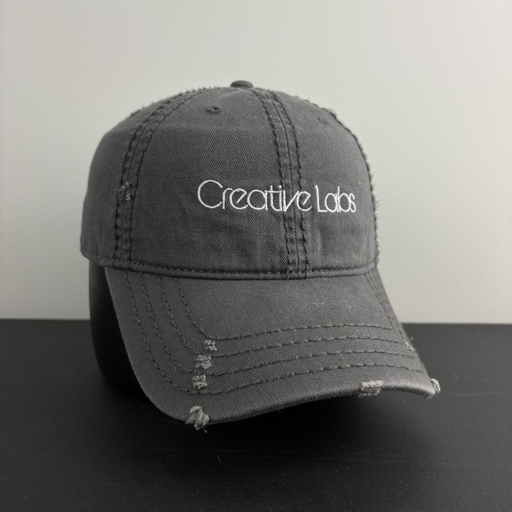 Creative Labs Sound Blaster Distressed Dad Hat Charcoal Grey Adjustable Capโ